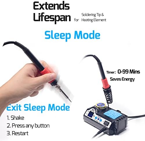 Bild 5 - WEP 927-IV V1 lötkolben Set 110W, 3 voreingestellten Kanälen, Schlafmodus, LED-Vergrößerungsglas, 5 zusätzlichen Lötspitzen, Spitzenreiniger, 2 Helferhände, bleifreies Lötzinn, Pinzette (EU Stecker)