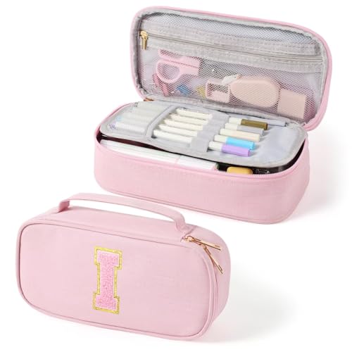Image of YOOLIFE Cute Pencil Case for Girls, Pink Pencil Pouch Bag, Aesthetic Pen Pouch School Supplies for Teen Girls, I (Pink)