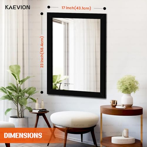 Image of Wall Hanging 2ft Black Water Proof PVC Framed Mirror | Wall Mirror for Bedroom or Bathroom Home Decor Mounted for Bedroom Living-Room Vanity Farmhouse | Wash Room Mirror for Wall