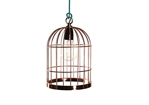 Filament Style Filament 030 Française Bird Cage Lampe avec câble en textile, métal, E27, cuivre/Bleu, 33 x 16 x 16 cm