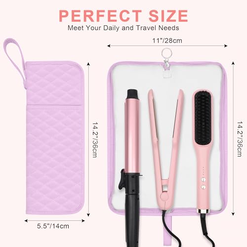 Youlyveaw 2-in-1 Heat Resistant Mat & Bag, Oversized Curling Iron Holder Pad, Portable Travel Storage Cover Pouch for Flat Iron, Hair Straightener & Hot Hair Styling Tools (Purple) - Image 3