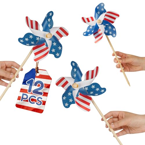 IiILittle 12 Pack Patriotic Pinwheels 4th of July Decor