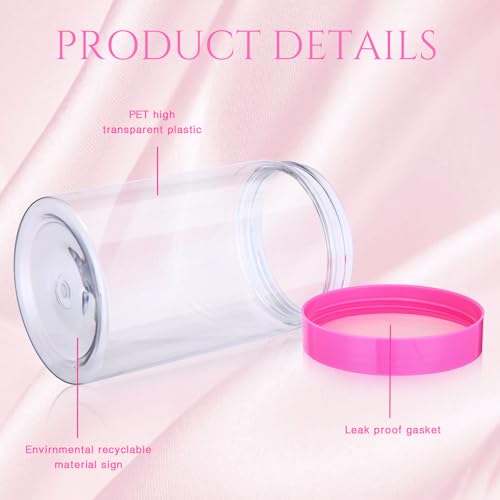 Image of Patelai 4 Pcs Plastic Jars Wide Mouth with Lids,12 Ounce,Pink