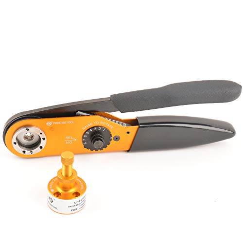 PRECISETOOL YJQ-M300 Cable Crimp Tool Frame & UL4-C0001 Adjustable Positioner for Pin and Socket Contracts of Harting/Amphenol/MIL-Standard/TE,Wire Sizes 6-14 AWG