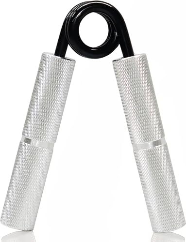 AMIFIT Metal Heavy Hand Grip and Wrist Strengthener Gripper - Resistance from 50-350LB Exerciser for Hand Grip Strength Trainer and Fingers (150 Lb, Silver)