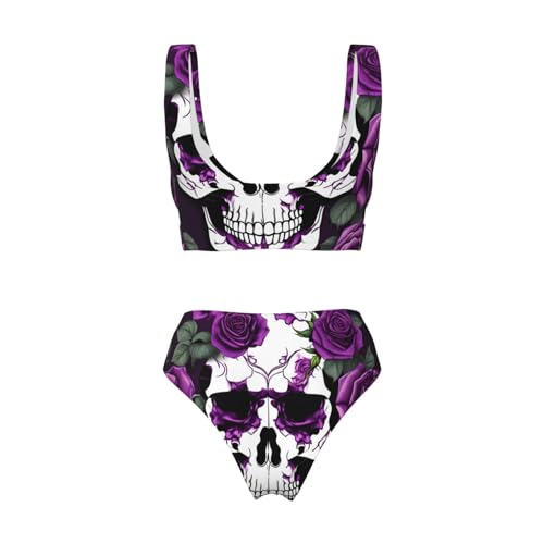 Maillot de bain 2 pièces squelette rose violet galbant et confortable