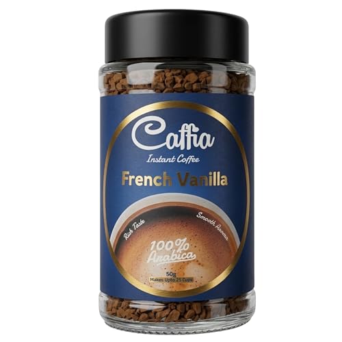Image of CAFFIA French Vanilla Premium Instant Coffee | 100% Arabica | Freeze Dried Coffee Powder - 50g | Make Cafe Style Hot or Cold Coffee at Home | Smooth Medium Roast | Rich & Smooth Taste