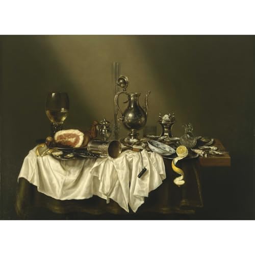 Toile Nature morte avec jambon et étain 1656 musée 76x101cm