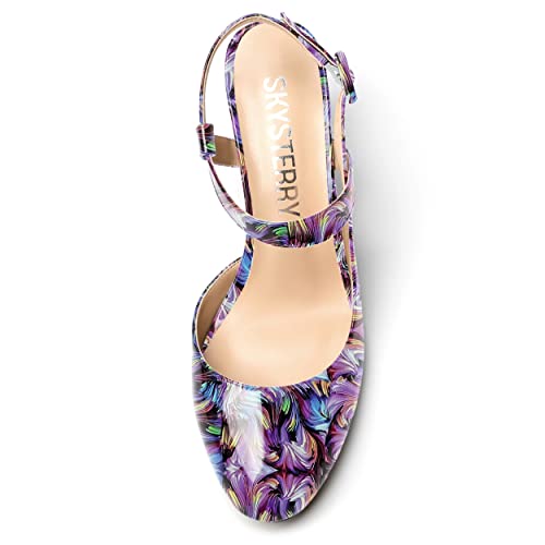 SKYSTERRY Womens Buckle Patent Wedding Ankle Strap Round Toe Casual Spool Mid Heel Pumps Shoes 2.5 Inch3