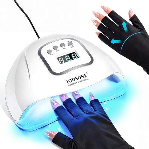 Image of JODSONE U V LED Nail Lamp with Gloves Kit, Nail Dryer for Gel Nails Professional for Home and Salon