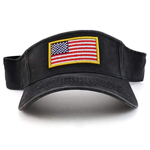 Image of Trendy Apparel Shop USA American Flag Embroidered Polyester Summer Visor Hat