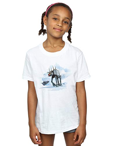 Star Wars Girls Christmas at-at Reindeer T-Shirt White 9-11 Years