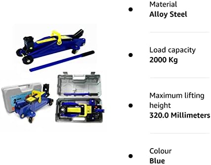 ASHL Hydraulic Trolley Floor Jack with 5.31 - 12.6 inch Adjustable Height Car 2 Tonne Kit 4 Castors & Carry Handle Lift W/ Case for Cars, Light Vans, 15.75*7.68*5.31inch, Blue