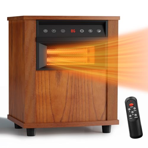 Infrared Heater for Indoor Use Electric Space Heater Quartz Heater with Wood Frame Tip-Over & Overheat Protection, 3 Heat Settings, 12H Timer, 1500W for Large Room Office Infrared Heater for Indoor Use Electric Space Heater Quartz Heater with Wood Frame Tip-Over & Overheat Protection, 3 Heat Settings, 12H Timer, 1500W for Large Room Office