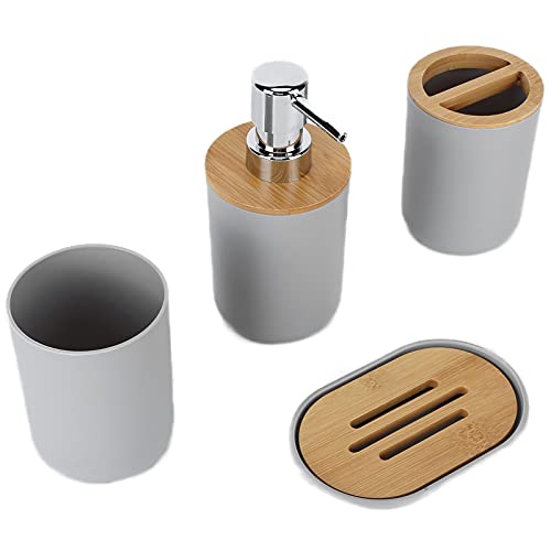 Set of 4 Complete Bathroom Accessories, Bathroom Set including Toothbrush Holder, Soap Dish, Lotion Dispenser and Cup
