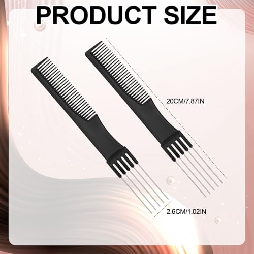 Conjunto de 2 peines metálicos para peinar y separar cabello miniatura 2