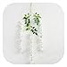 24 Pack (86.6 FT) Artificial Wisteria Vine Ratta Fake Wisteria Hanging Garland Silk Long Hanging Bush Flowers String Home Party Wedding Decor (New-White, 24pcs)