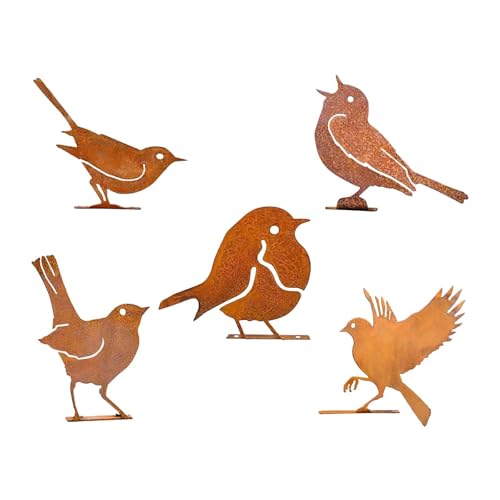 Oiseau en métal rouillé silhouette rustique décoration extérieure - 2