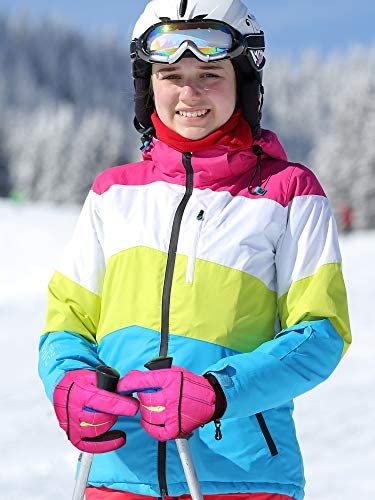 2 Pairs Kids Mittens Children Winter Snow Waterproof Thick Warm Windproof Gloves For Girls Boys (Purple And Pink Stripe Style,3-6 Years) #TOP3