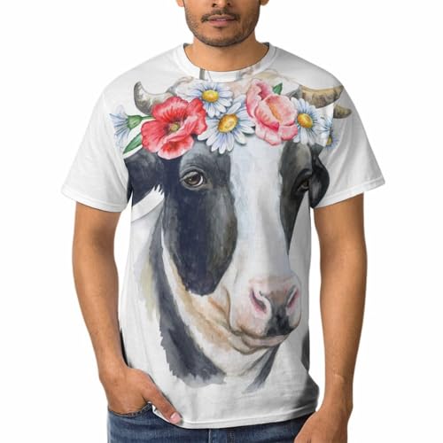T-shirt col rond vache avec homme tee shirt manches courtes imprimé tendance