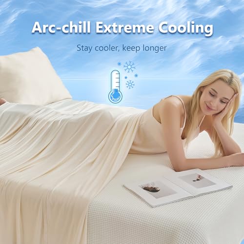 Image of CHOSHOME Cooling Blanket for Hot Sleepers - Summer Blanket Thin Soft Lightweight Breathable Double Side Enhanced Cooling for Hot Flashes, Night Sweats, Bed, Couch (Beige, 96 x 120 inches)