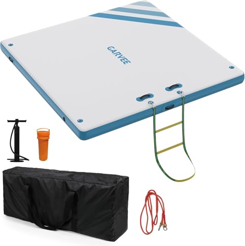 GAOMON Inflatable Dock Floating Platform, Thick Lake Floats for Adults, Non-Slip Air Dock Platform with Portable Carrying Bag, Floating Platform Island for Pool Beach Ocean(Sky Blue,6 x 5 ft)
