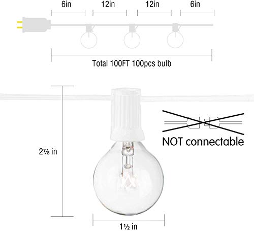 image for Brightown Outdoor Patio String Lights 100Feet G40 Backyard Lights with