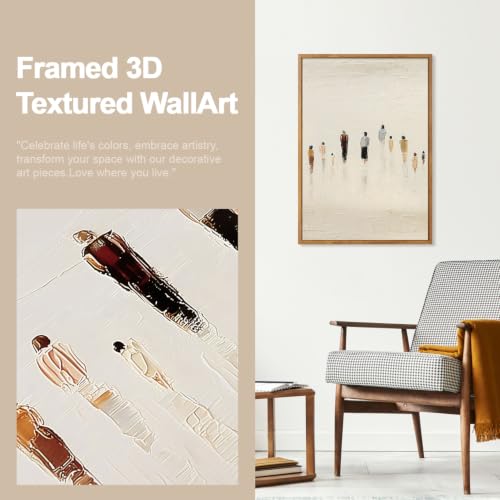 Image of CHDITB 3D Textured Crowd Figure Wall Art,Neutral Silhouette People Decor