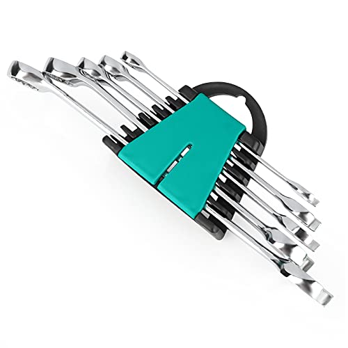 AIWO Wrench 5pcs Combination Wrench Set - MASTER SET Metric With Quick Access Wrench Organizer Chrome Vanadium Steel