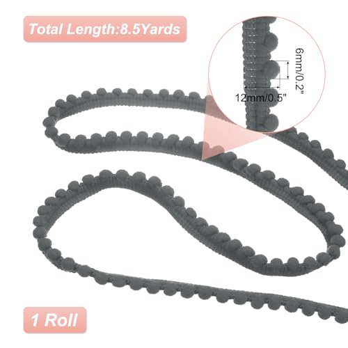 image for uxcell 8.5 Yards Pom Trim Ribbon, 0.5