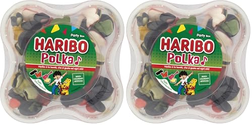 Haribo Polka Party Box, Caramelle Gommose, Gusto Frutta e Liquirizia,