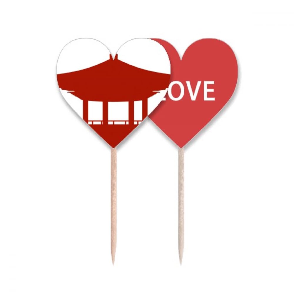 Cure-dents Drapeau à motif China Pavilion Love Heart pour mignardise