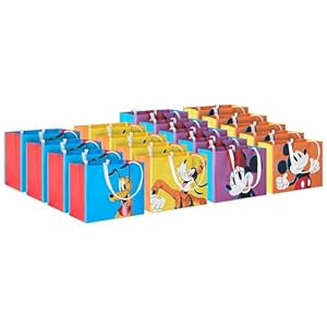 Hallmark Disney – Mini bolsas de regalo de 4 pulgadas (18 bolsas: Mickey, Minnie, Goofy, Pluto) para recuerdos de fiesta, tarjetas de regalo, golosinas para el aula