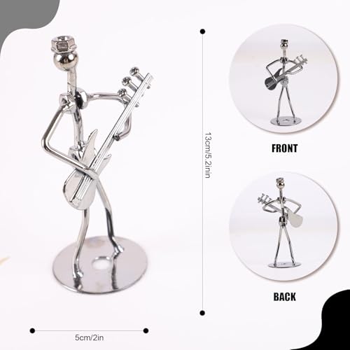 Figura decorativa músico metálico con guitarra eléctrica miniatura 3