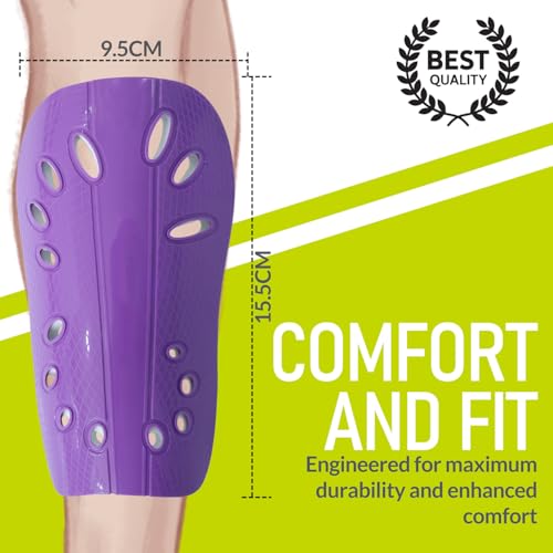 Image of GISCO Premium Soccer Shin Guards for Youth & Adults | Lightweight Football Shin Pads | Protective Soccer Gear for Training & Matches (Purple, Medium)