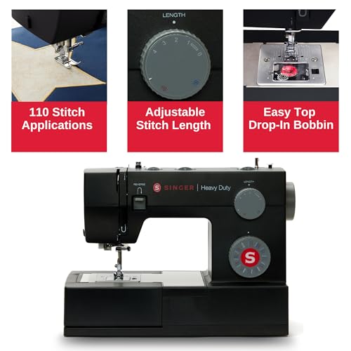 SINGER® Heavy Duty 4432 (Black) High Speed Sewing Machine +Accessory Kit | 32 Built-In Stitches Deliver 110 Stitch Applications | 50% More Power for Thick Fabrics, 1100 Stitches/Min, 1-Step Buttonhole by SINGER - Image 6