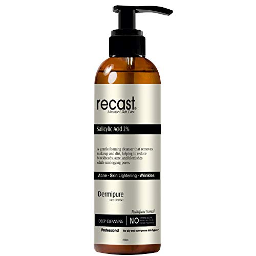 Recast 2% BHA Liquid Salicylic Acid Cleanser-Dermipure Face Cleanser for Blackheads | Enlarged Pores | sebum control | Wrinkles | Fine Lines - 200ml