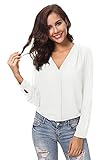 Urban CoCo Womens V Neck Ruffled Shoulder Business Causal Chiffon Blouse Button Down Shirts...