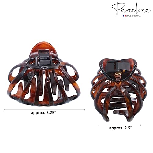 Parcelona French Octopus Large Wide Tortoise Shell Celluloid Acetate Jaw Hair Claw Clip for Women