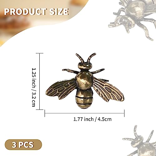 Anxingo Figura de Abeja de Latón Vintage 3 pzas miniatura 2