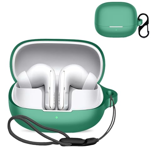 For Xiaomi Buds 5 Pro �p �P�[�X �J�o�[ �yNOUKAJU�z ���C�����X �C���[�z�� �V���R�� �ی�P�[�X �i�J���r�i�t��+�X�g���b�v�t�� �j �����h�~ �L�Y�h�~ �ϏՌ� �����[�d�\ �h�� �h�o (�Z���ΐF)