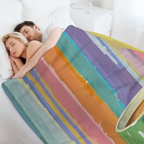 Couverture en flanelle arc-en-ciel 152x203 cm légère pour lit - 7