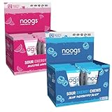 Noogs Electric Watermelon + Blue Raspberry Blast Sour Energy Chews Bundle - Electrolyte Energy Gummies - 24 Total Packs