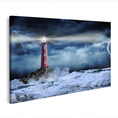 islandburner Quadro su tela faro tempesta e flash per decorazione marittima - edizione C1