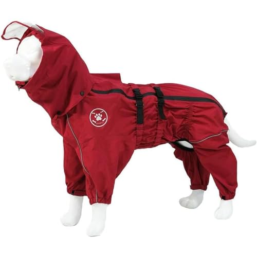 Kwueiit 犬 レインコー 防水 防風 反射 帽子付き パーカー ペットの服 雨具汚れ防止ドッグウェア ペット用品 小、中、大型犬用 通気メッシュ リード穴あり ゴム付き 日焼き防ぐ 四季通用 軽量 散歩 お出かけ 四足用犬用フード付きレインコート 。