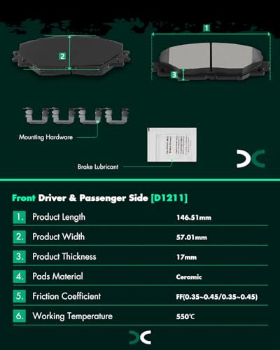 Image of SCITOO D1211 D1212 Front Rear Ceramic Brake Pads Sets Fit For Pontiac Vibe 2009-2010,For Toyota Matrix 2009-2013,For Toyota RAV4 2006-2012