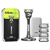 Gillette Labs Nassrasierer Herren, Rasierer mit Reinigungs-Element + Reise-Etui zur Aufbewahrung für unterwegs + 5 Rasierklingen, Premium-Magnetdock