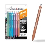 Paper Mate InkJoy Gel Pens, Metallic, Retractable, Medium Point, (0.8mm), Glittery Assorted Colors, 6 Count - Perfect for Writing, Doodling, Bullet Journaling, Glitter, Sparkle, Writing Fun
