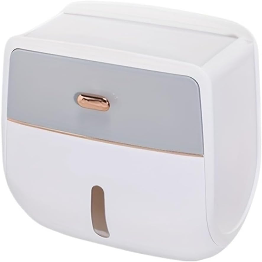 1pc No-Drill Self-Adhesive Wall Mount Toilet Paper Holder Bathroom Organizer Tissue Dispenser(White)