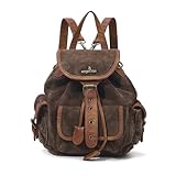 Angel Kiss Small Corduroy Backpack Purse for Women, 3-in-1 Convertible Shoulder Bag with Detachable Straps, Vintage Multi-Pocket Mini Daypack with Vegan Leather Trim for Travel & Everyday